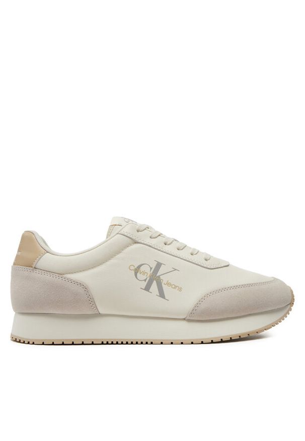 Calvin Klein Jeans Sneakersy Retro Runner Low Mix Mtl YM0YM01032 Écru. Materiał: materiał