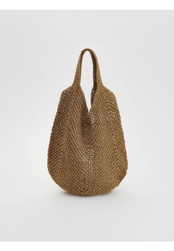 Reserved - Pleciona torebka hobo - beżowy. Kolor: beżowy