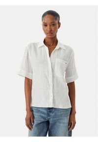 TOMMY HILFIGER - Tommy Hilfiger Koszula WW0WW48925 Biały Relaxed Fit. Kolor: biały. Materiał: len #1