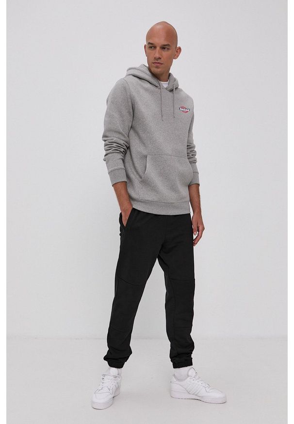 Dickies Bluza męska kolor szary z kapturem gładka. Okazja: na co dzień. Typ kołnierza: kaptur. Kolor: szary. Materiał: dzianina. Wzór: gładki. Styl: casual