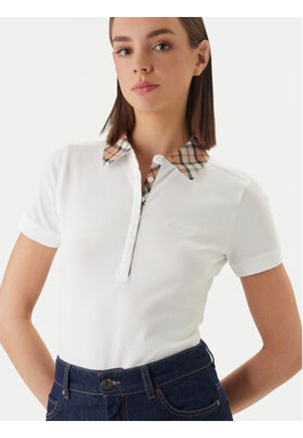 Barbour Polo Malvern LML0633WH33 Biały Slim Fit. Typ kołnierza: polo. Kolor: biały. Materiał: bawełna