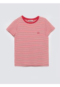 Big-Star - Koszulka damska w paski z haftem czerwona Zenaisa 603. Okazja: na co dzień. Kolor: czerwony. Materiał: jeans, dzianina. Wzór: haft, paski. Styl: elegancki, casual, klasyczny #1