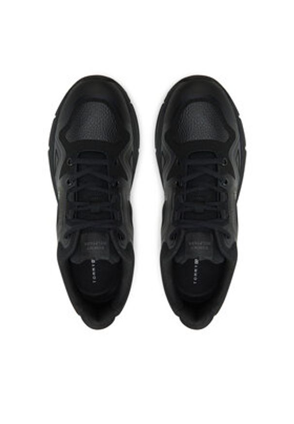 TOMMY HILFIGER - Tommy Hilfiger Sneakersy M Runner Tech Knit Lth Mix FM0FM05344 Czarny. Kolor: czarny. Materiał: materiał
