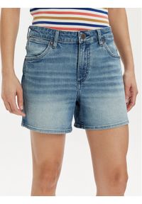 Wrangler Szorty jeansowe 112351036 Niebieski Boyfriend Fit. Kolor: niebieski. Materiał: bawełna