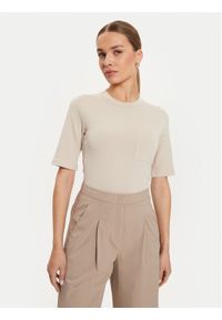 Max Mara Leisure T-Shirt Tahiti 2426366047600 Beżowy Regular Fit. Kolor: beżowy. Materiał: syntetyk, wiskoza