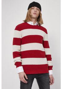 medicine - Medicine - Sweter bawełniany Preppy. Okazja: na co dzień. Kolor: czerwony. Materiał: bawełna. Długość rękawa: długi rękaw. Długość: długie. Styl: casual