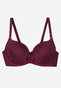 Born2be - Ciemnofioletowy Gładki Biustonosz Zdobiony Kokardką Ocerien. Kolor: fioletowy. Materiał: koronka. Wzór: aplikacja, gładki #4