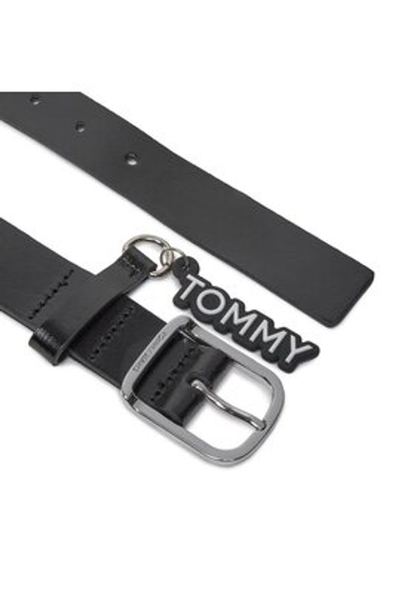 Tommy Jeans Pasek Damski Tjw City Girl Belt AW0AW16103 Czarny. Kolor: czarny. Materiał: skóra