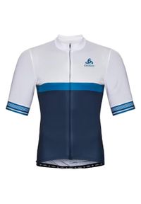 Męska koszulka rowerowa Odlo Zeroweight Ceramicool z krótkim rękawem, rozpinana. Kolor: biały, niebieski, wielokolorowy. Długość rękawa: krótki rękaw. Długość: krótkie #1