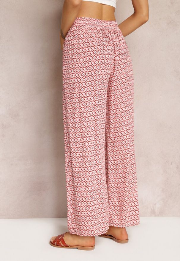 Renee - Różowe Wiskozowe Spodnie z Szeroką Nogawką i Gumką w Pasie Dantha. Kolor: różowy. Materiał: wiskoza. Sezon: wiosna, lato