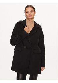 TwinSet - TWINSET Płaszcz wełniany 232TP2011 Czarny Regular Fit. Kolor: czarny. Materiał: syntetyk #1