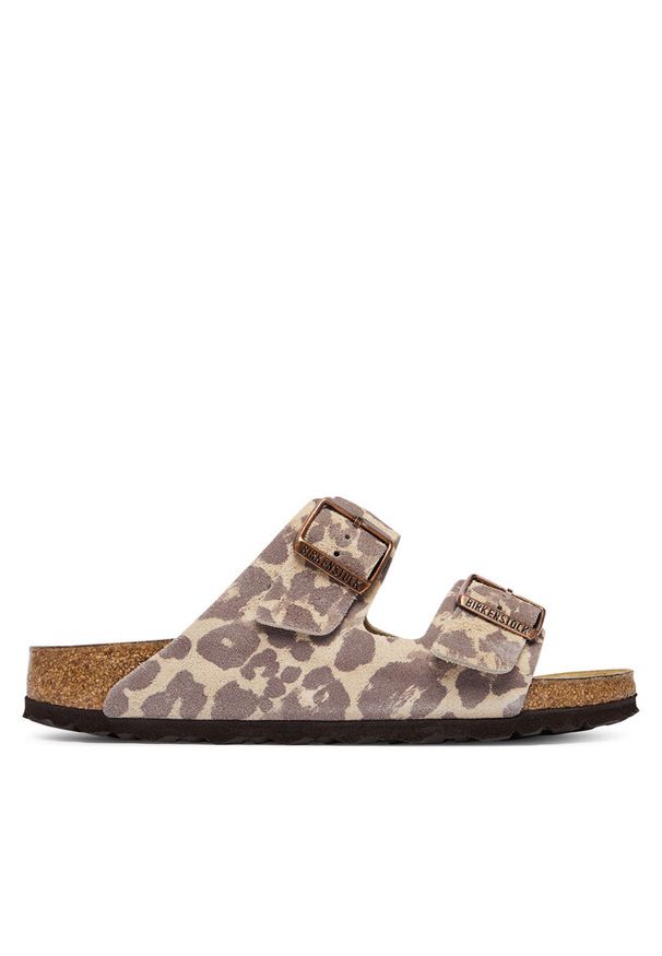 Klapki Birkenstock. Kolor: brązowy. Wzór: nadruk