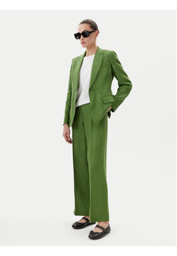 Weekend Max Mara Spodnie materiałowe Malizia 2515131052 Zielony Regular Fit. Kolor: zielony. Materiał: len