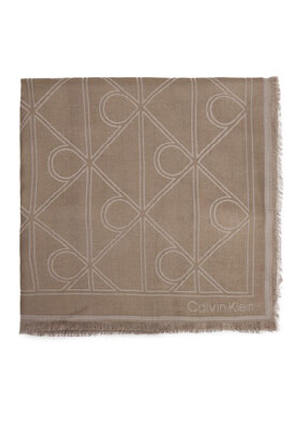 Calvin Klein Chusta Emblem Aop Contrast Lw Square Sc LV04F8077G Beżowy. Kolor: beżowy. Materiał: materiał