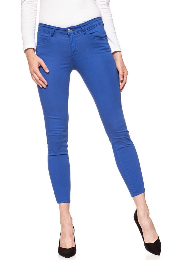 Wrangler - SPODNIE WRANGLER DAMSKIE SKINNY CROP TURKISH SEA W28MHL291 112128460. Materiał: materiał