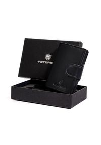 Portfel skórzany Peterson PTN 122511901 BLACK czarny. Kolor: czarny. Materiał: skóra