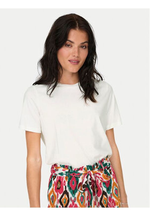 JDY T-Shirt Molly 15311675 Biały Regular Fit. Kolor: biały. Materiał: bawełna