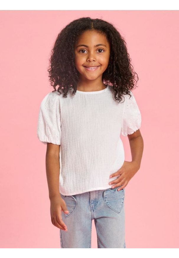 Sinsay - Bluzka z bufiastym rękawem - biały. Kolor: biały