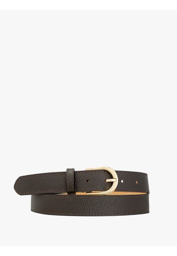 Ryłko - Ciemnobrązowy skórzany pasek. Kolor: brązowy. Materiał: skóra