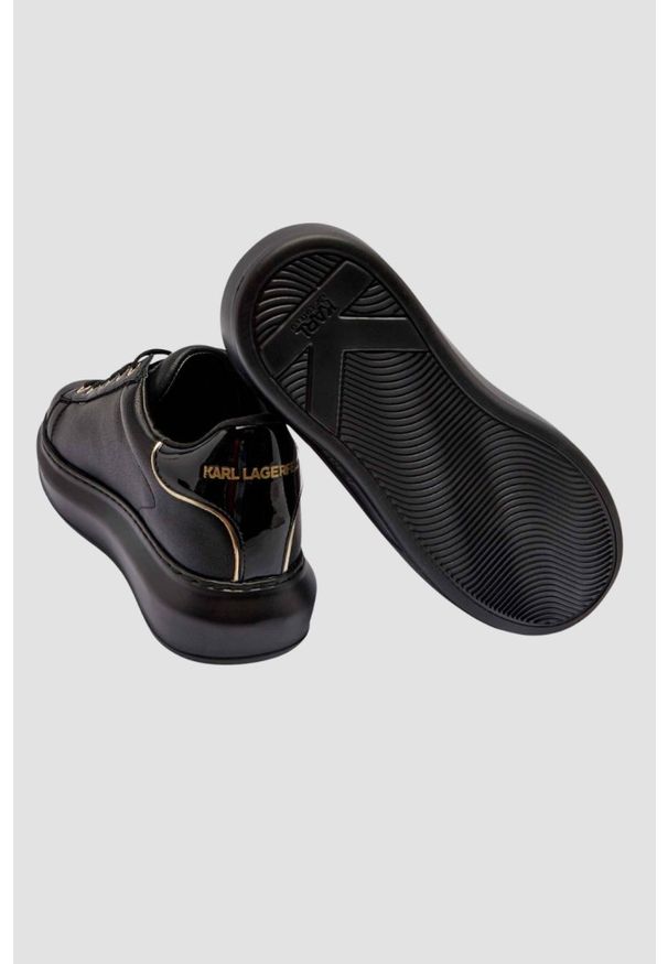 Karl Lagerfeld - KARL LAGERFELD Czarne damskie sneakersy KAPRI Rhinestone Karl Trim, Rozmiar 39. Kolor: czarny. Materiał: materiał. Wzór: napisy, aplikacja