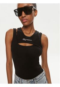 Karl Lagerfeld Jeans Top 231J1701 Czarny Slim Fit. Kolor: czarny. Materiał: bawełna