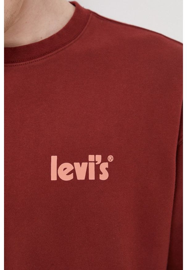 Levi's® - Levi's Bluza męska kolor bordowy gładka. Okazja: na spotkanie biznesowe. Kolor: czerwony. Materiał: dzianina. Wzór: gładki. Styl: biznesowy