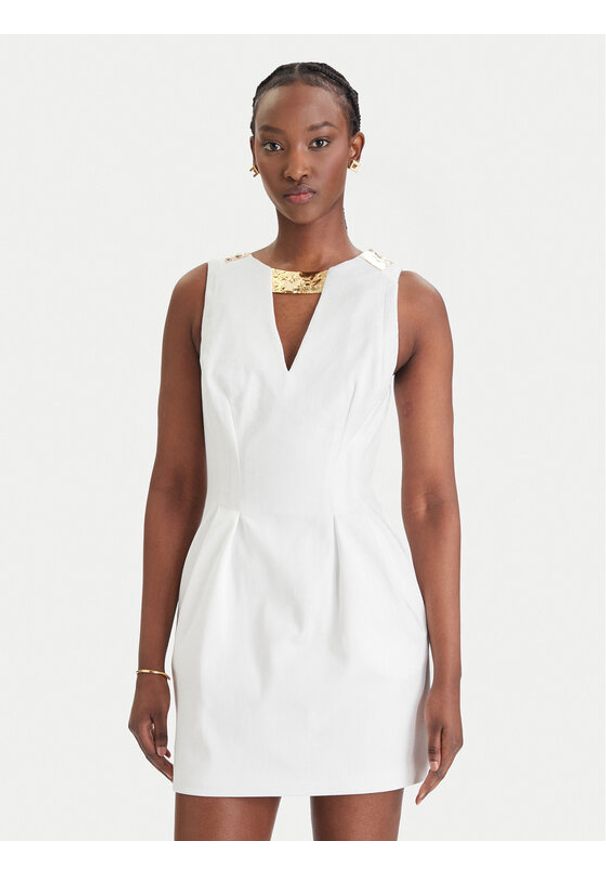 Elisabetta Franchi Sukienka koktajlowa AB-856-61E2-V490 Biały Regular Fit. Kolor: biały. Materiał: bawełna. Styl: wizytowy