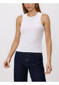 Reserved - Bawełniany top z haftem - biały. Kolor: biały. Materiał: bawełna. Wzór: haft #1