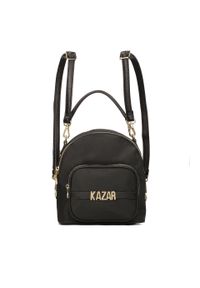 Kazar - Czarny mały plecak z tkaniny i skóry 2w1. Kolor: czarny. Materiał: tkanina, skóra #1