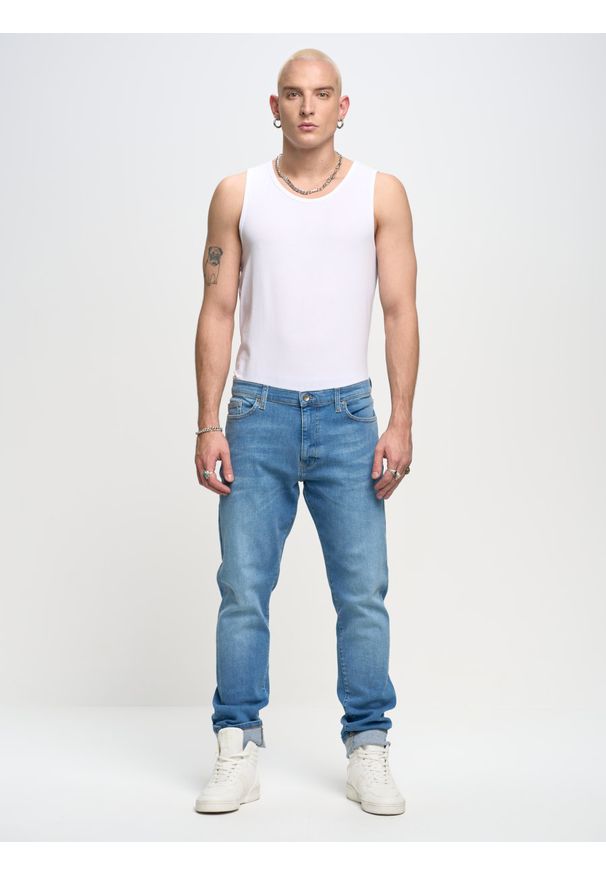 Big-Star - Spodnie jeans męskie Harper 232. Stan: podwyższony. Kolor: niebieski. Styl: klasyczny, elegancki