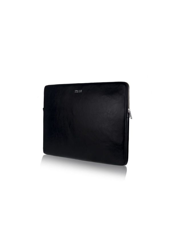 Skórzany pokrowiec etui na laptopa 13 cali Solier SA23 Czarny. Kolor: czarny. Materiał: skóra. Wzór: paski. Styl: elegancki