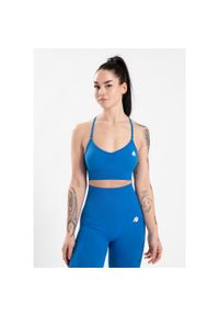 GORILLA WEAR - Olivia Bezszwowe Biustonosz sportowy - Niebieski. Kolor: niebieski. Sport: fitness