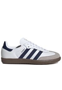 Adidas - Buty młodzieżowe adidas Originals Samba OG J KK3557 - białe. Okazja: na co dzień. Zapięcie: sznurówki. Kolor: biały. Materiał: zamsz, syntetyk, guma, skóra. Szerokość cholewki: normalna #1