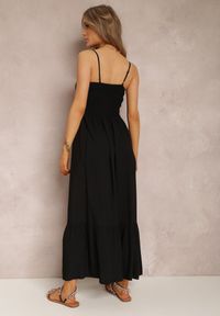 Renee - Czarna Sukienka Poreithera. Kolor: czarny. Materiał: koronka, bawełna, materiał. Długość rękawa: na ramiączkach. Długość: maxi #4