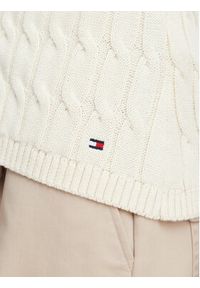 TOMMY HILFIGER - Tommy Hilfiger Kardigan Mid Gg Cable WW0WW50075 Kremowy Regular Fit. Kolor: kremowy. Materiał: bawełna #4