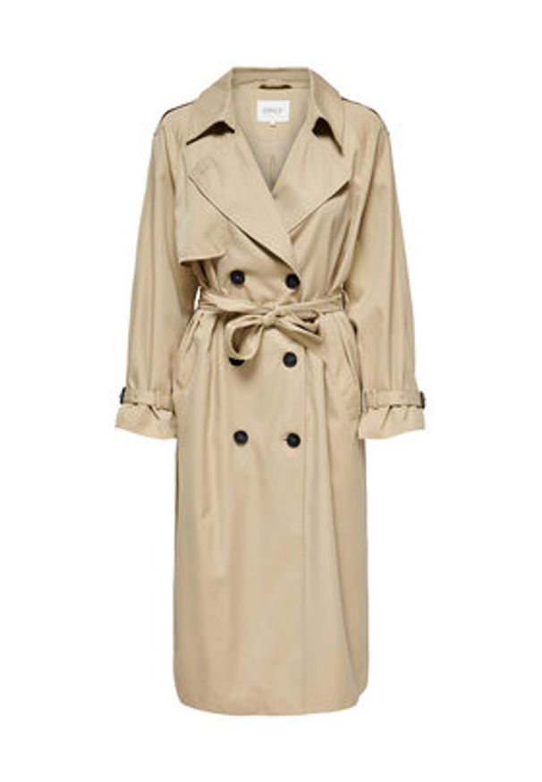 only - ONLY Trencz Chloe 15242306 Beżowy Regular Fit. Kolor: beżowy. Materiał: syntetyk