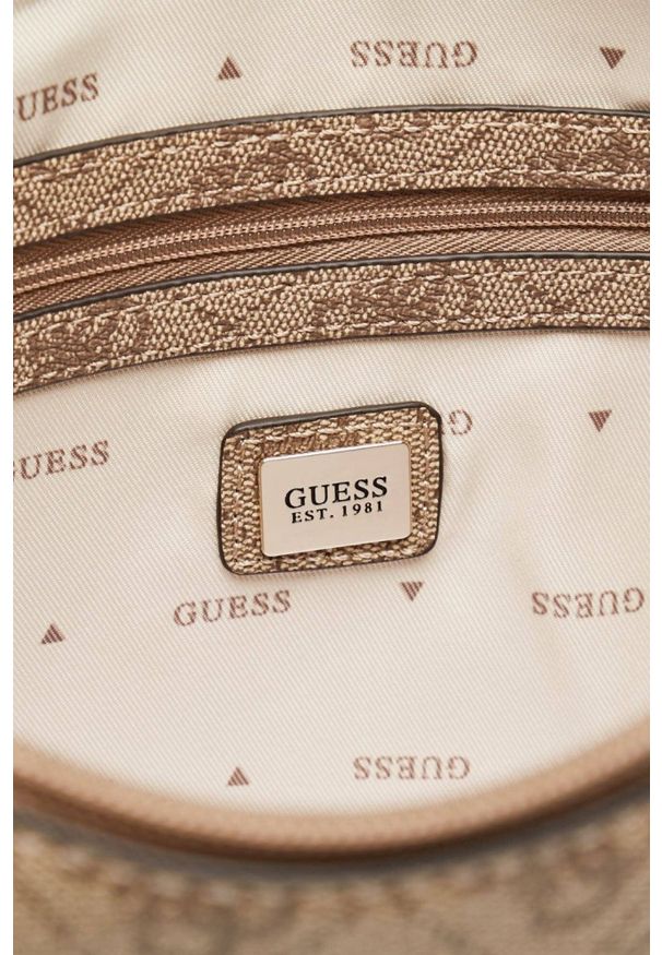 Guess - GUESS Brązowa shopperka damska Brenton. Kolor: brązowy. Materiał: skórzane. Styl: elegancki, casual
