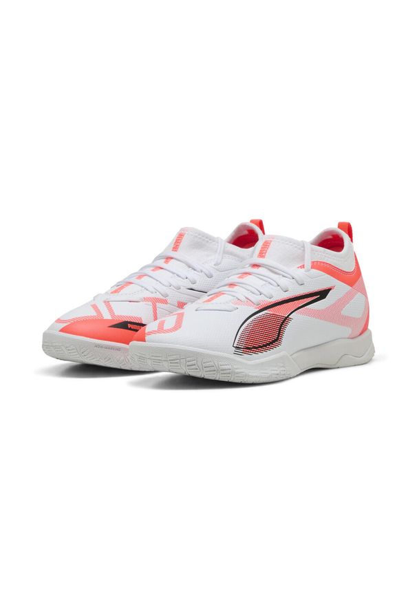 Puma - Młodzieżowe buty piłkarskie ULTRA 5 MATCH IT, średnia wysokość PUMA. Kolor: biały, czerwony, wielokolorowy, czarny. Materiał: guma. Szerokość cholewki: normalna. Sport: piłka nożna