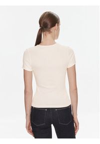 Tommy Jeans T-Shirt Badge DW0DW17881 Kremowy Slim Fit. Kolor: kremowy. Materiał: bawełna #3