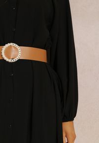 Renee - Czarna Sukienka Palane. Kolor: czarny. Materiał: materiał. Wzór: aplikacja, gładki. Styl: klasyczny. Długość: maxi #5