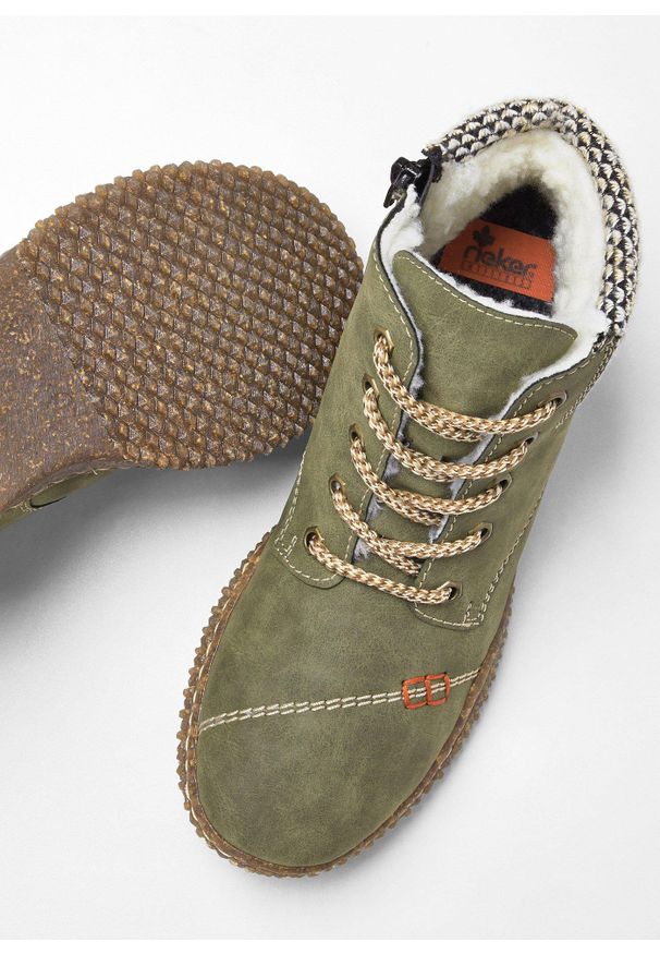 bonprix - Wysokie sneakersy Rieker. Kolor: zielony