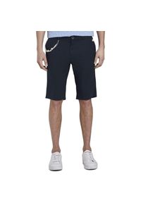 Spodenki męskie Tom Tailor Bermudy szorty lniane granatowe. Kolor: niebieski. Materiał: len, bawełna. Sport: turystyka piesza #1