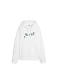 Bluza z kapturem Puma Ess Script, Kobiety. Typ kołnierza: kaptur. Kolor: biały. Materiał: materiał, polar, bawełna. Sezon: zima