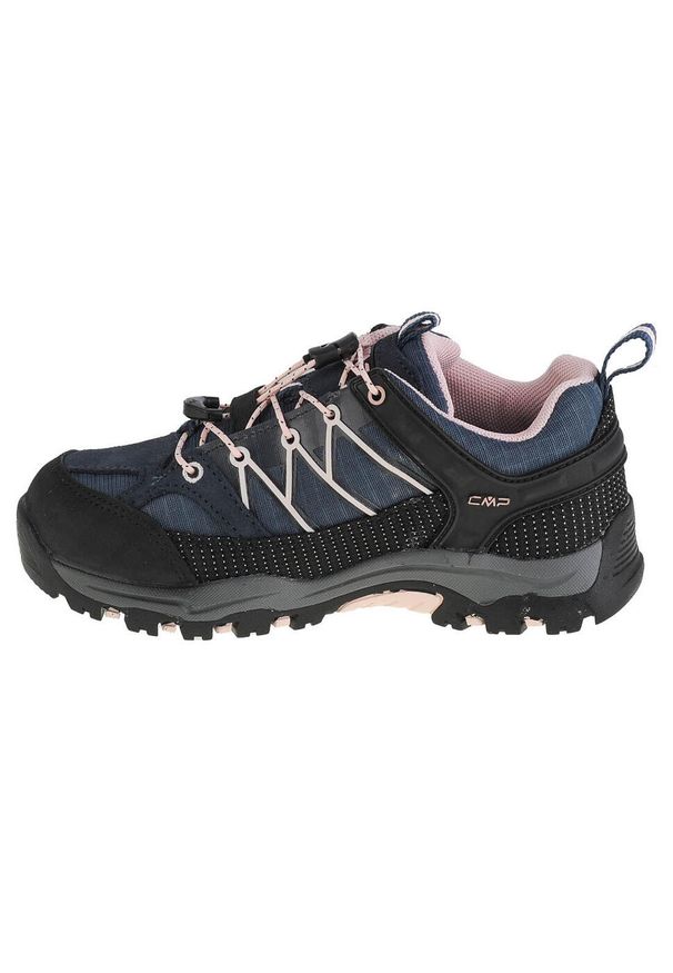 Buty trekkingowe dziewczęce, CMP Rigel Low Kids. Zapięcie: sznurówki. Kolor: wielokolorowy, niebieski, czarny. Materiał: guma, skóra, tkanina, materiał, syntetyk. Szerokość cholewki: normalna