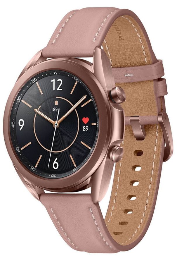 SAMSUNG - Samsung Galaxy Watch 3 (41 mm) Bronze. Kolor: brązowy. Materiał: skóra. Styl: militarny, sportowy