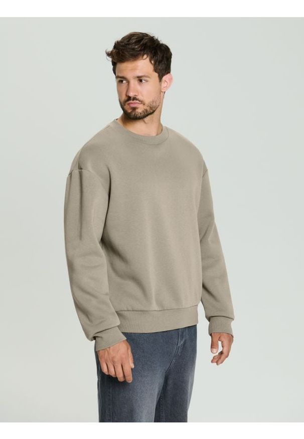 Sinsay - Bluza basic comfort fit - beżowy. Kolor: beżowy