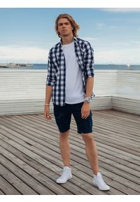 Ombre Clothing - Krótkie spodenki męskie jeansowe - grafitowe V5. Kolor: szary. Materiał: jeans. Długość: krótkie #6