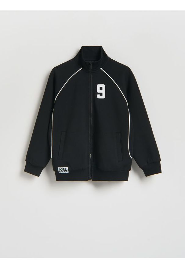 Reserved - Rozpinana bluza z wiskozą - czarny. Kolor: czarny. Materiał: wiskoza