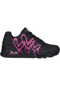 skechers - Buty do chodzenia damskie Skechers Uno Dripping In Love. Okazja: na co dzień. Zapięcie: sznurówki. Kolor: czarny, wielokolorowy. Materiał: materiał, skóra, syntetyk, tkanina, guma. Szerokość cholewki: normalna. Sport: turystyka piesza
