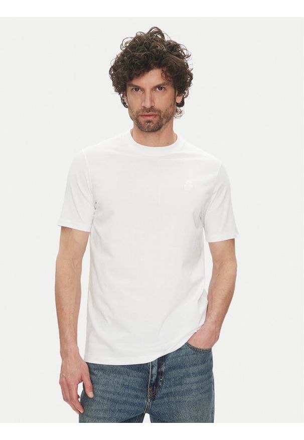 Karl Lagerfeld - KARL LAGERFELD T-Shirt 755750 500221 Biały Regular Fit. Typ kołnierza: dekolt w karo. Kolor: biały. Materiał: bawełna